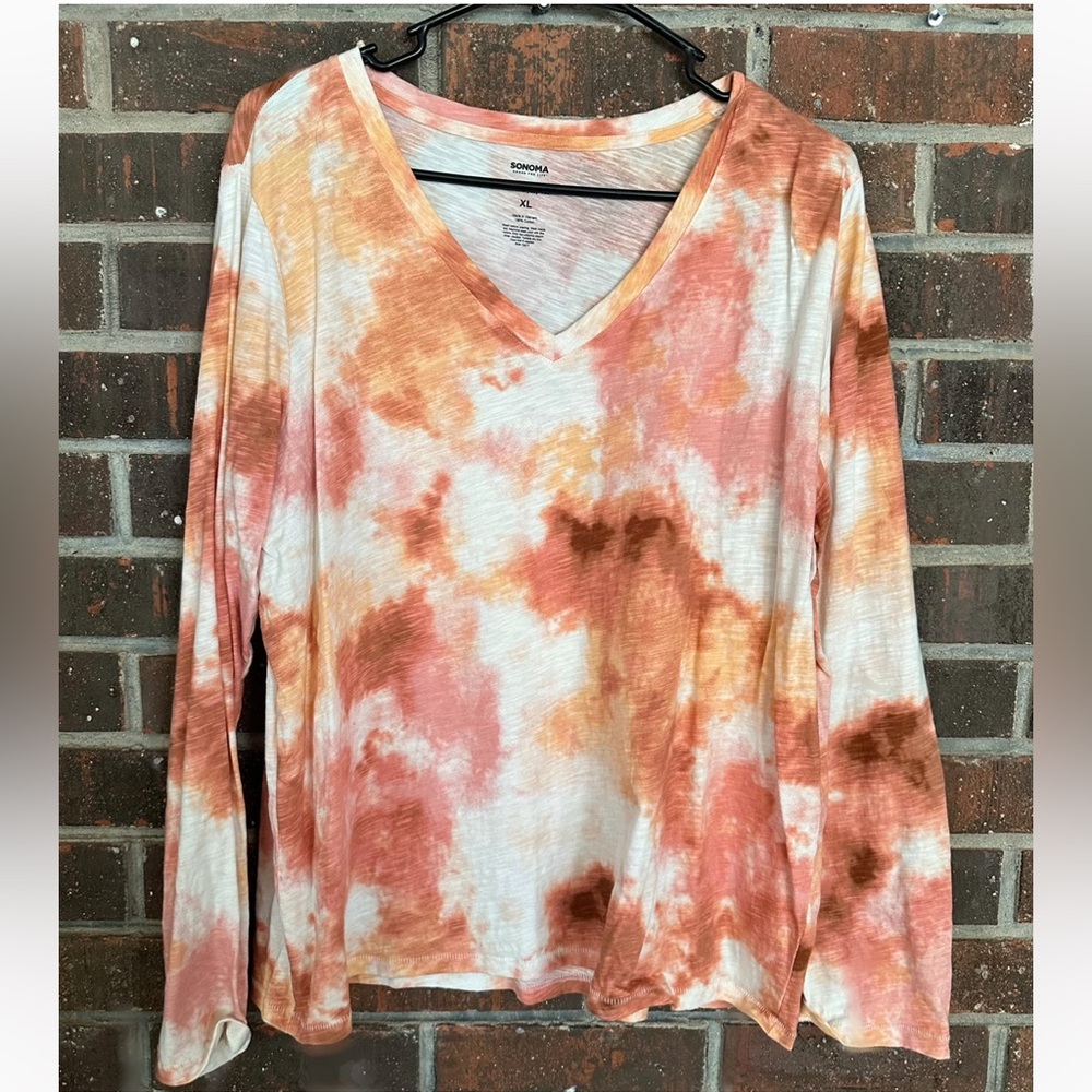 Orange Women's Tie-Dye Long Sleeve Sonoma Everyday Tee Top